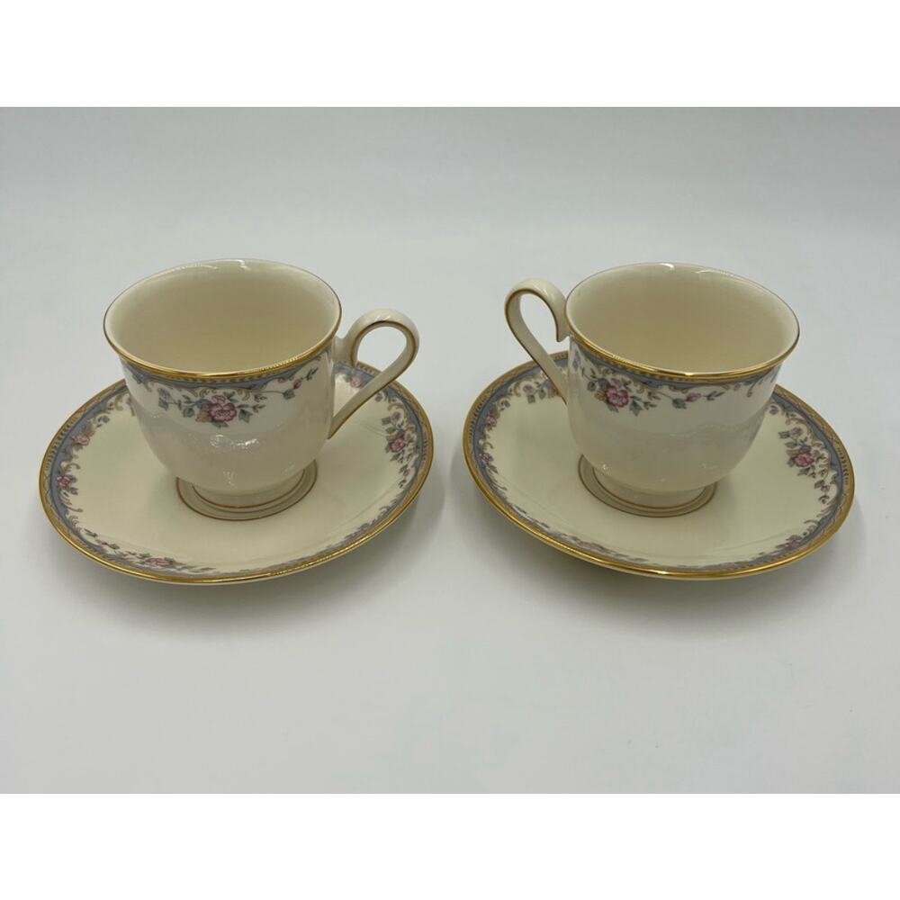 LENOX SOUTHERN VISTA FOOTED CUP AND SAUCER SET OF TWO - Picture 5 of 7